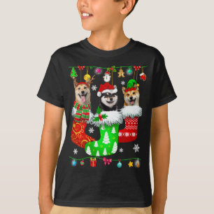 T-shirt Chaussettes de Noël Pyjama Shiba Inu Chien Chiot A