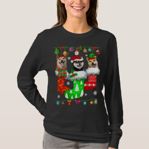 T-shirt Chaussettes de Noël Pyjama Shiba Inu Chien Chiot A