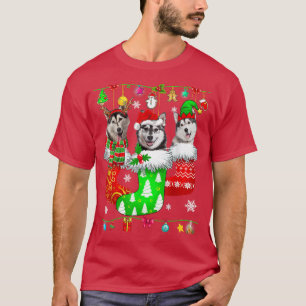 T-shirt Chaussettes de Noël Pyjama Sibérie Husky Chien Chi