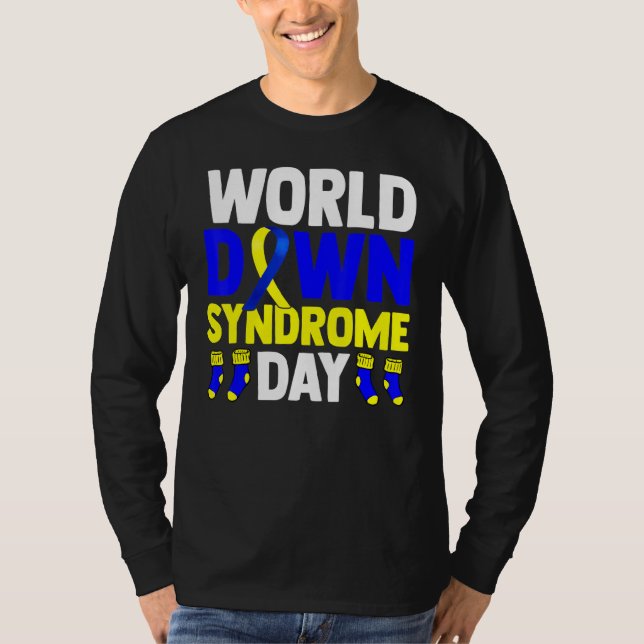 T-shirt Chaussettes Jaunes Bleues Monde Da de sensibilisat (Devant)