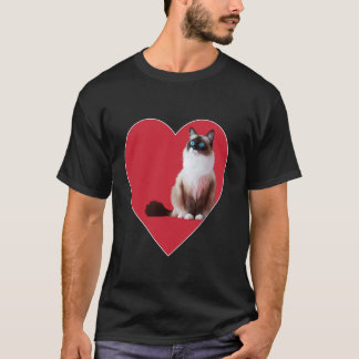 T-shirt Chaussure de neige Chat Valentines Jour Coeur Roug
