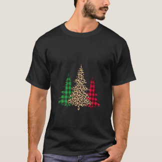 T-shirt Chaussures de Noël Buffalo Plaid Leopard Trees