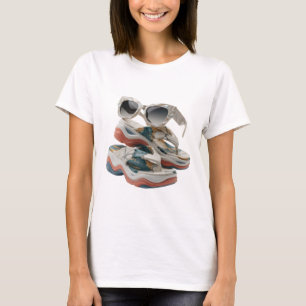 T-shirt Chaussures en marbre et lunettes de soleil argenté