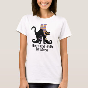 T-shirt Chaussures en sorcière blanche Halloween Chat noir