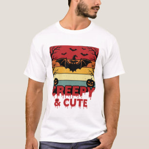 T-shirt Chauve-souris vintage effrayante et mignonne d'Hal