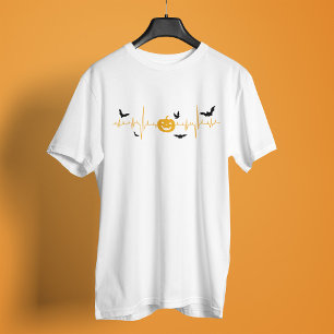 T-shirt Chauves-souris Citrouilles de cardiogramme d'Hallo