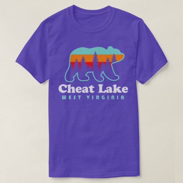 T-shirt Cheat Lake West Virginia Camping Bear Retro (Design devant)