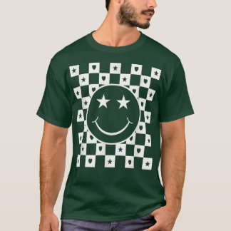 T-shirt Checkered Happy Smiling Face Graphic Funny
