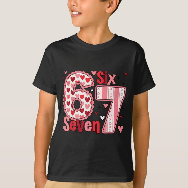 T-shirt Checkered Valentine Cute Six Seven 6 7 Meme Teens  (Devant)