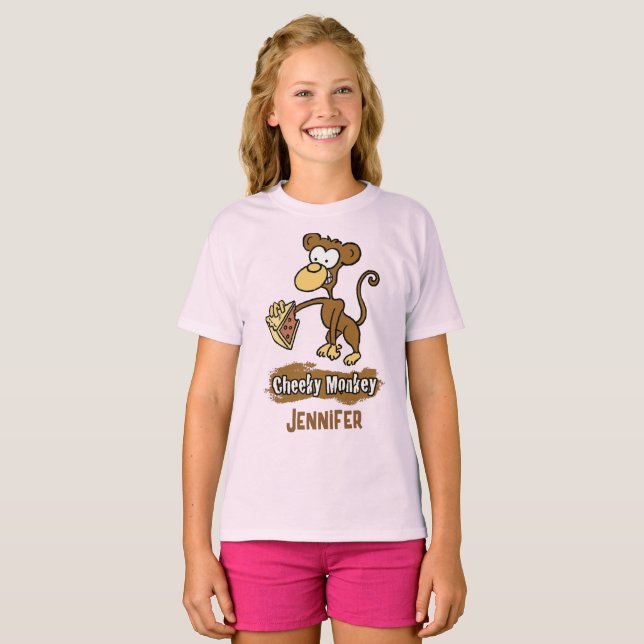 T-shirt Cheeky Monkey Design a Monkey Enjoyeux gâteau (Devant entier)