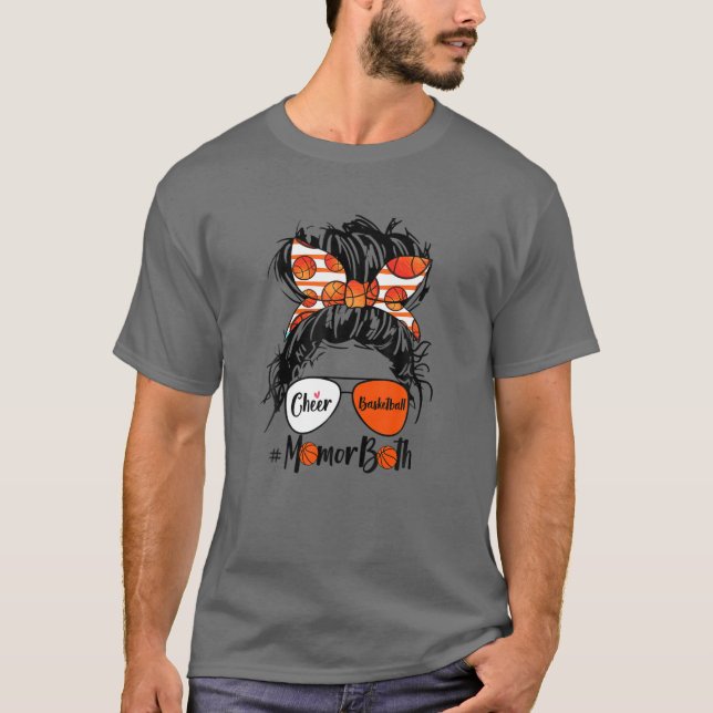 T-shirt Cheer Basketball Maman Des Deux Cheveux Bun Glasse (Devant)