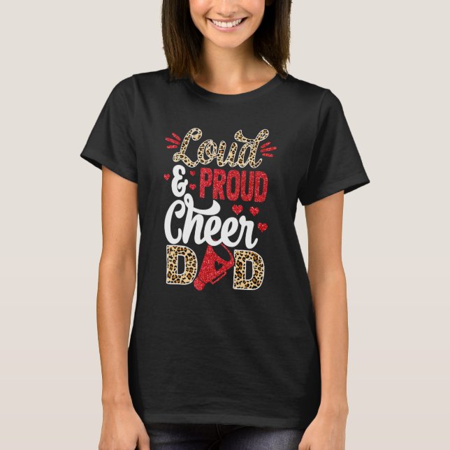 T-shirt Cheer Dad Biggest Fan Leopard Print And Pom Pom (Devant)
