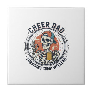 T-Shirt Cheer Dad Surviving Comp Wochenende Skelet Fliese