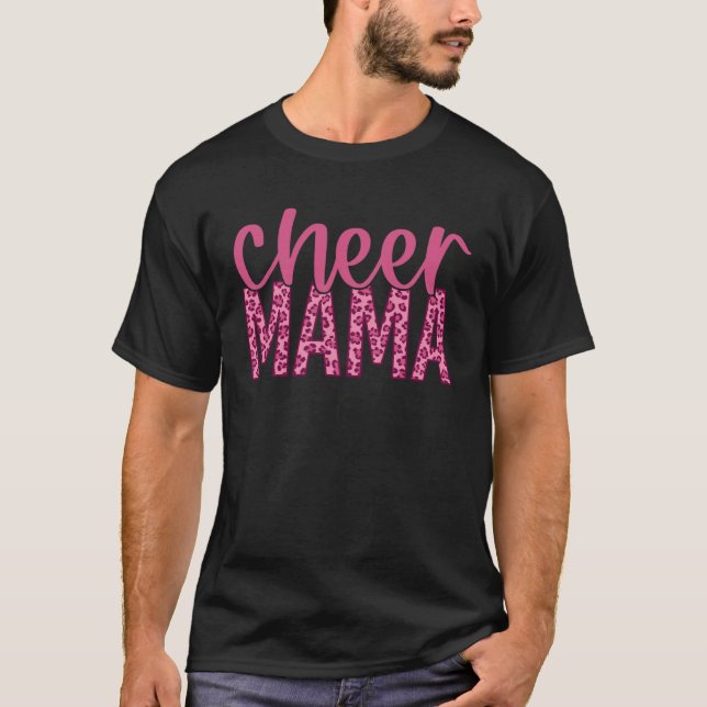 T-shirt Cheer Mama  Pink Leopard Print (Devant)