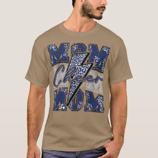 T-shirt Cheer Maman Éclair Boulon Cheer Leopard Marine Ble