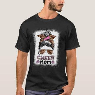 T-shirt Cheer Maman Messy Bun Fier Pom-pom girl Maman Mère