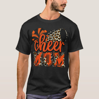 T-shirt Cheer Maman Orange Leopard Cheer Poms Mégaphone
