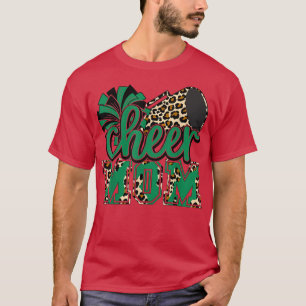 T-shirt Cheer Maman Poms et Mégaphone Léopard Vert 