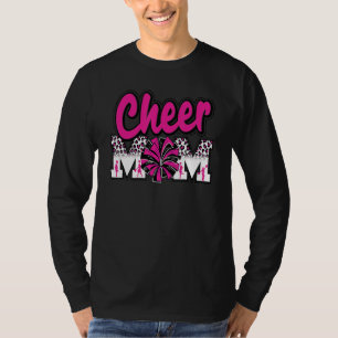 T-shirt Cheer Maman Rose Chaud Noir Léopard Lettres Cheer