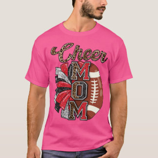 T-shirt Cheer Mom Maroon Leopard Lettres Cheer Pom Poms3