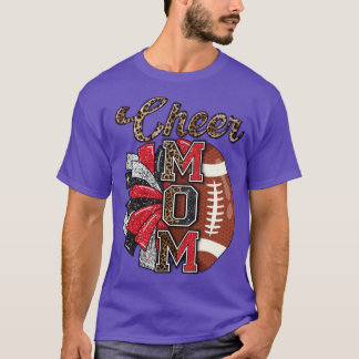 T-shirt Cheer Mom Maroon Leopard Lettres Cheer Pom Poms3