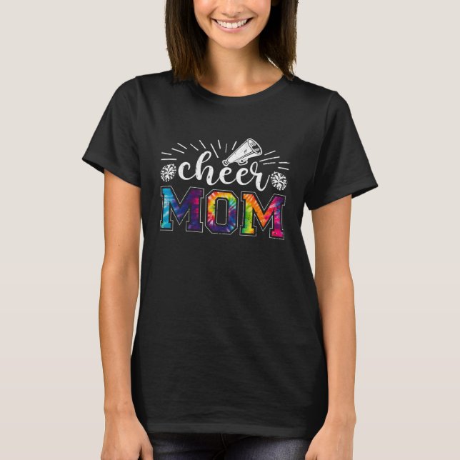 T-shirt Cheer Mom Tie Dye Print Proud Cheerleader Mom Moth (Devant)