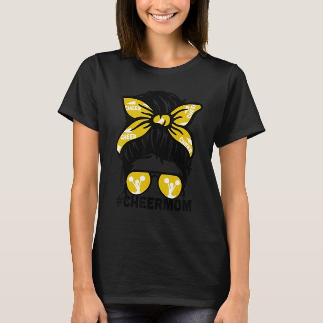 T-shirt Cheer Mother Mama Gold Megaphone Cheerleading Mom  (Devant)