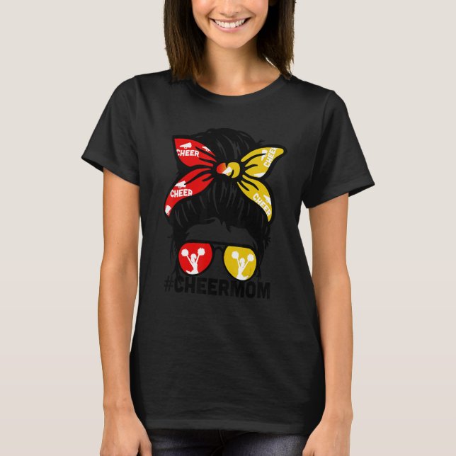 T-shirt Cheer Mother Mama Red & Gold Cheerleading Mom Mess (Devant)