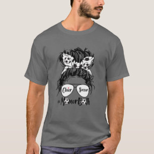 T-shirt Cheer Soccer Maman Des Deux Lunettes De Cheveux Bu