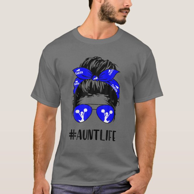 T-shirt Cheer Tante Vie Messy Bun Cheveux Cheerleader Mère (Devant)