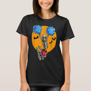 T-shirt Cheerled Skeleton Halloween Cheer Maman Filles Wo