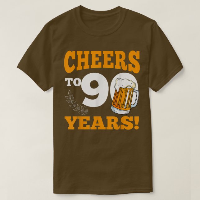 T-shirt Cheers To 90 Year Drinking Beer Funny Birthday Par (Design devant)