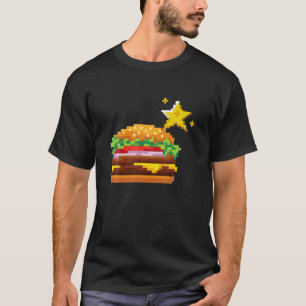 T-shirt Cheeseburger 8 bits Videogame Funny Gamers Pixelat