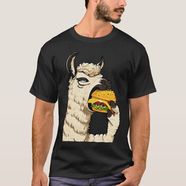 T-shirt Cheeseburger eating llama friends (Devant)