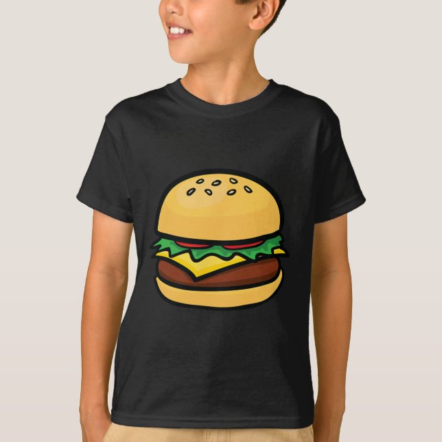 T-shirt Cheeseburger Emoticon Hamburger Cheese Bbq  (Devant)