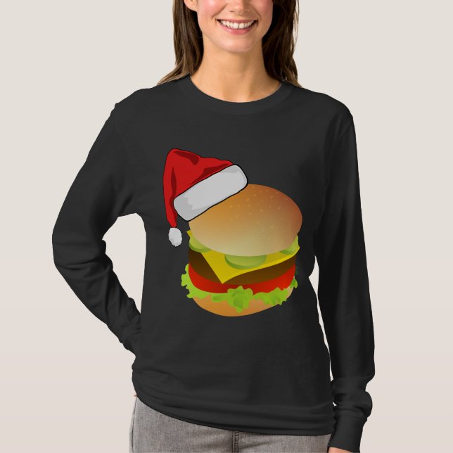 T-shirt Cheeseburgers Hamburger Santa Hat Correspondance C (Devant)