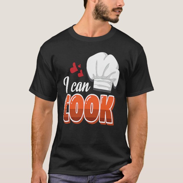 T-shirt Cheesy Pickup Line Hook Up I Can Cook (Devant)