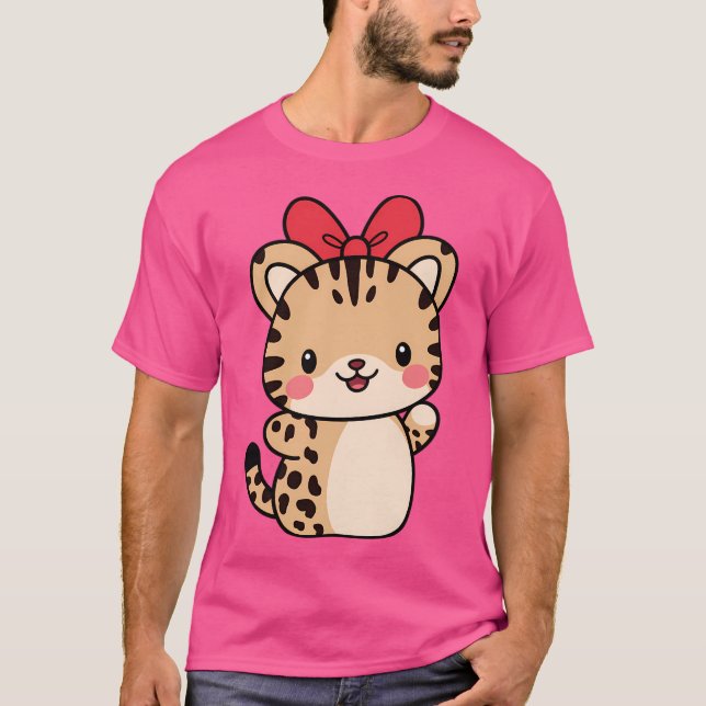T-shirt Cheetah Kawaii Ribbon Zoo Journée Voyage Garçons F (Devant)