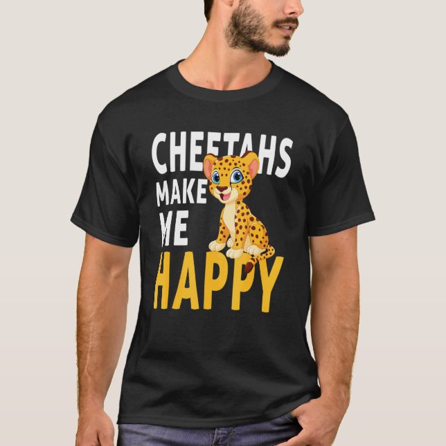 T-shirt Cheetahs Make Me Happy Cheetah (Devant)