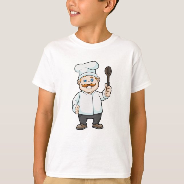 T-shirt Chef avec casquette et cuillère à soupe du chef (Devant)