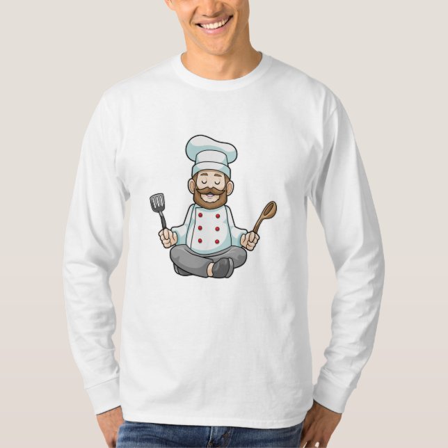 T-shirt Chef avec tablier de Cuisine au Yoga (Devant)