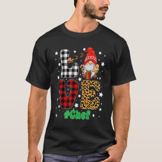 T-shirt Chef d'amour Gnome Noël Leopard Plaid Xmas Pajam