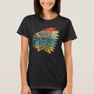 T-shirt Chef de casque indien Amérindien Tête de plume amé
