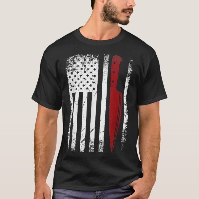 T-shirt Chef Drapeau Américain Cuisine Cuisine Patriotique (Devant)