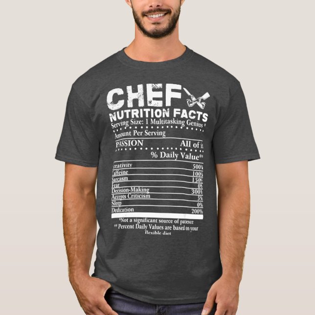 T-shirt Chef Nutrition Facts Cool Chef Tee Don Pour (Devant)
