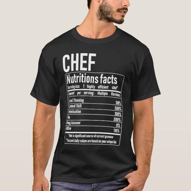 T-shirt Chef Nutrition Facts  Culinary Cooking Cooker Outf (Devant)