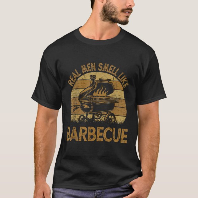 T-shirt Chef Papa Bbq Les Vrais Hommes Sentent Comme Un Ba (Devant)