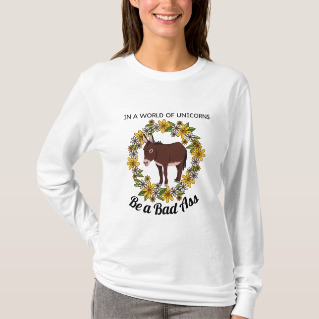 T-shirt Chemin à manches longues pour amoureux des ânes (Devant)