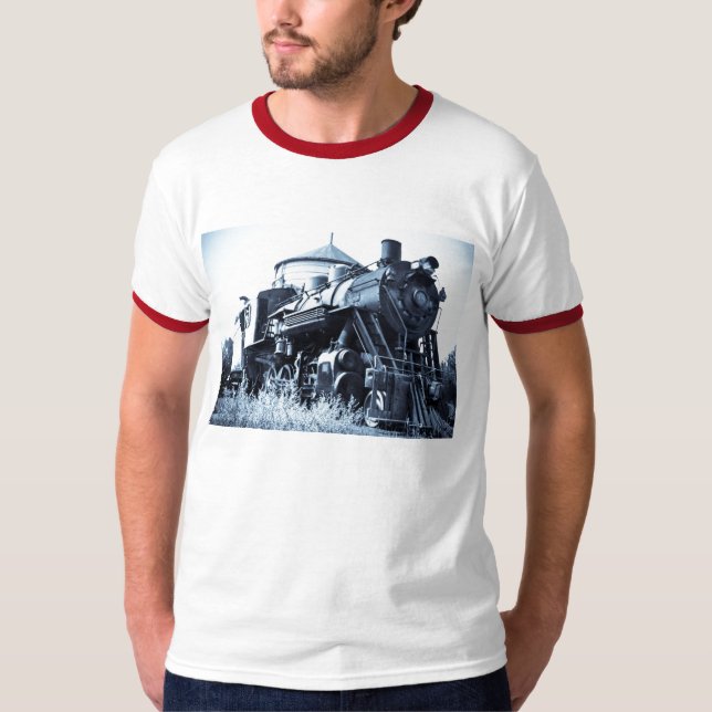 T-shirt Chemin de fer locomotif de machine à vapeur de cru (Devant)