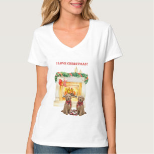 T-shirt Cheminée Bougies Goldendoodles Aimer Noël T-S